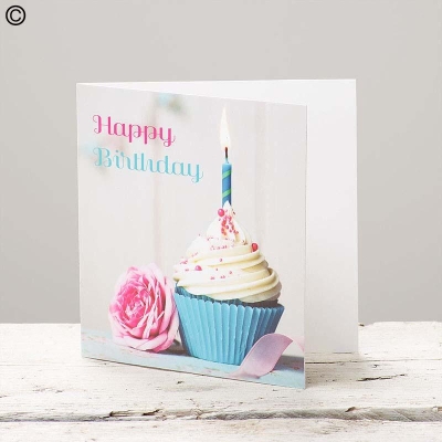 Happy Birthday Candle Cupcake Greetings Card