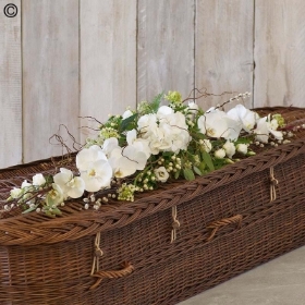 White and Green Eco friendly Casket Tribute